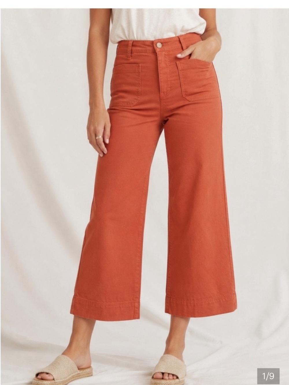 Marine Layer Bridget Wide Leg Wide Leg Crop Pants in Baked Apple Sz 8P